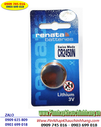 Renata CR2450N; Pin 3v lithium Renata CR2450N Xuất xứ Thụy sỹ _Vỉ 1 viên